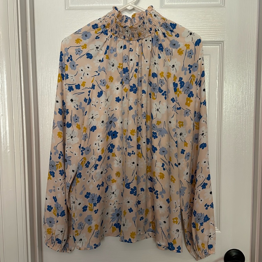 Pink floral blouse